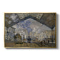 The Gare Saint-Lazare, 1877 by Claude Monet in a gold floater framed canvas wall art display.