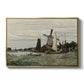 Windmill at Zaandam, 1871 by Claude Monet in a gold floater framed canvas wall art display.