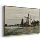 Angled view of Windmill at Zaandam, 1871 by Claude Monet in a gold floater framed canvas.