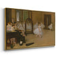 Angled view of The Dancing Class, c. 1870 by Edgar Degas in a gold floater framed canvas.