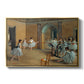 The Dance Foyer at the Opera on the Rue Le Peletier, 1872 by Edgar Degas in a gold floater framed canvas wall art display.