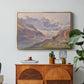 Odenwinklkees with the Johannisberg, 1902 by Edward Theodore Compton in a gold floater framed canvas featuring an alpine glacier landscape with rugged peaks and snow-covered terrain, displayed above a wood console cabinet.