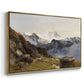 Angled view of The Großglockner from the Prager Hut, 1890 by Edward Theodore Compton in a gold floater framed canvas.