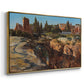 Angled view of Palatine in Rome, c. 1921 by Edward Theodore Compton in a gold floater framed canvas.