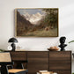 Landscape in the Caucasus, c. 1921 by Edward Theodore Compton displayed in a gold floater framed canvas above a dark wood credenza in an entryway.