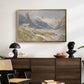 Shepherds (Pasterze), c. 1921 by Edward Theodore Compton displayed in a gold floater framed canvas above a dark wood credenza in an entryway.
