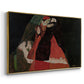 Angled view of Cardinal and Nun (Caress), 1912 by Egon Schiele in a gold floater framed canvas.