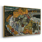 Angled view of Crescent of Houses II (Island Town), 1915 by Egon Schiele in a gold floater framed canvas.