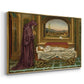 Angled view of The Wandering Jew: Whom the Gods Love Die Young, 1888 by Evelyn De Morgan in a gold floater framed canvas.