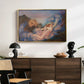 Twilight, 1914 by Evelyn De Morgan displayed in a gold floater framed canvas above a dark wood credenza in an entryway.