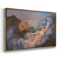 Angled view of Twilight, 1914 by Evelyn De Morgan in a gold floater framed canvas.