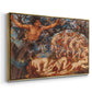 Angled view of Boreas and the Fallen Leaves, c. 1910-1914 by Evelyn De Morgan in a gold floater framed canvas.