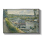 Wash-House Boat at Bas-Meudon, c. 1874 by Pierre-Auguste Renoir in a silver floater framed canvas wall art display.