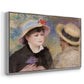 Angled view of Boating Couple (Aline Charigot and Renoir), c. 1881 by Pierre-Auguste Renoir in a silver floater framed canvas.