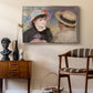 Boating Couple (Aline Charigot and Renoir), c. 1881 by Pierre-Auguste Renoir as a silver floater framed canvas featuring an impressionist depiction of couple enjoying leisure time near water, styled above a mid-century console in a contemporary living area.
