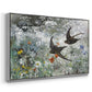 Angled view of Common Swifts, 1886 by Bruno Liljefors in a silver floater framed canvas.