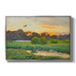 Flying Duck at Sunset, 1924 by Bruno Liljefors in a silver floater framed canvas wall art display.