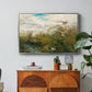 Wild Ducks (Grasänder), 1890 by Bruno Liljefors in a silver floater framed canvas featuring ducks moving through grassy wetland near water's edge, displayed above a wood console cabinet.