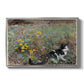 Cat on a Flowery Meadow, 1887 by Bruno Liljefors in a silver floater framed canvas wall art display.