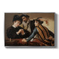 The Cardsharps, c. 1594 by Caravaggio in a silver floater framed canvas wall art display.