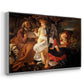Angled view of Rest on the Flight into Egypt, c. 1597 by Caravaggio in a silver floater framed canvas.