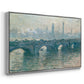 Angled view of Waterloo Bridge, Gray Weather, 1900 by Claude Monet in a silver floater framed canvas.