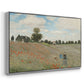 Angled view of The Poppy Field near Argenteuil, 1873 by Claude Monet in a silver floater framed canvas.
