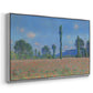 Angled view of Poppy Field (Giverny), 1890-1891 by Claude Monet in a silver floater framed canvas.