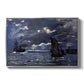 A Seascape, Shipping by Moonlight, 1864 by Claude Monet in a silver floater framed canvas wall art display.