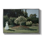 Woman in the Garden, Sainte-Adresse, 1867 by Claude Monet in a silver floater framed canvas wall art display.