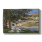 On the Bank of the Seine, Bennecourt, 1868 by Claude Monet in a silver floater framed canvas wall art display.
