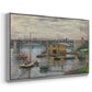 Angled view of Bridge at Argenteuil on a Gray Day, c. 1876 by Claude Monet in a silver floater framed canvas.