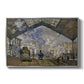 The Gare Saint-Lazare, 1877 by Claude Monet in a silver floater framed canvas wall art display.
