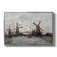 Windmills near Zaandam, 1871 by Claude Monet in a silver floater framed canvas wall art display.