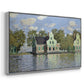Angled view of Houses on the Zaan River at Zaandam, 1871 by Claude Monet in a silver floater framed canvas.