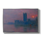 The Houses of Parliament, Sunset, 1903 by Claude Monet in a silver floater framed canvas wall art display.