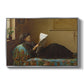 Interesting News, 1872 by Eastman Johnson in a silver floater framed canvas wall art display.