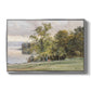 Landscape at Lake Starnberg, 1890 by Edward Theodore Compton in a silver floater framed canvas wall art display.