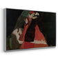 Angled view of Cardinal and Nun (Caress), 1912 by Egon Schiele in a silver floater framed canvas.