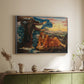 Silver floater framed canvas of Earthbound, 1897 by Evelyn De Morgan, featuring an allegorical scene with woman resting amid flowing drapery and landscape above a sideboard in a softly lit hallway.