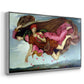 Angled view of Night and Sleep, 1878 by Evelyn De Morgan in a silver floater framed canvas.