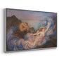Angled view of Twilight, 1914 by Evelyn De Morgan in a silver floater framed canvas.