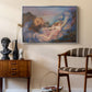 Twilight, 1914 by Evelyn De Morgan as a silver floater framed canvas featuring a dreamlike composition with woman in fading light, styled above a mid-century console in a contemporary living area.