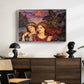 The Vision, 1914 by Evelyn De Morgan displayed in a silver floater framed canvas above a dark wood credenza in an entryway.