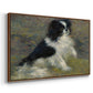 Angled view of Tama, the Japanese Dog, c. 1876 by Pierre-Auguste Renoir in a walnut floater framed canvas.