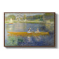 The Skiff (La Yole), 1875 by Pierre-Auguste Renoir in a walnut floater framed canvas wall art display.