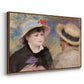 Angled view of Boating Couple (Aline Charigot and Renoir), c. 1881 by Pierre-Auguste Renoir in a walnut floater framed canvas.