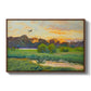 Flying Duck at Sunset, 1924 by Bruno Liljefors in a walnut floater framed canvas wall art display.