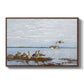 Greylag Geese (Grågäss), 1922 by Bruno Liljefors in a walnut floater framed canvas wall art display.