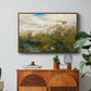 Wild Ducks (Grasänder), 1890 by Bruno Liljefors in a walnut floater framed canvas featuring ducks moving through grassy wetland near water's edge, displayed above a wood console cabinet.